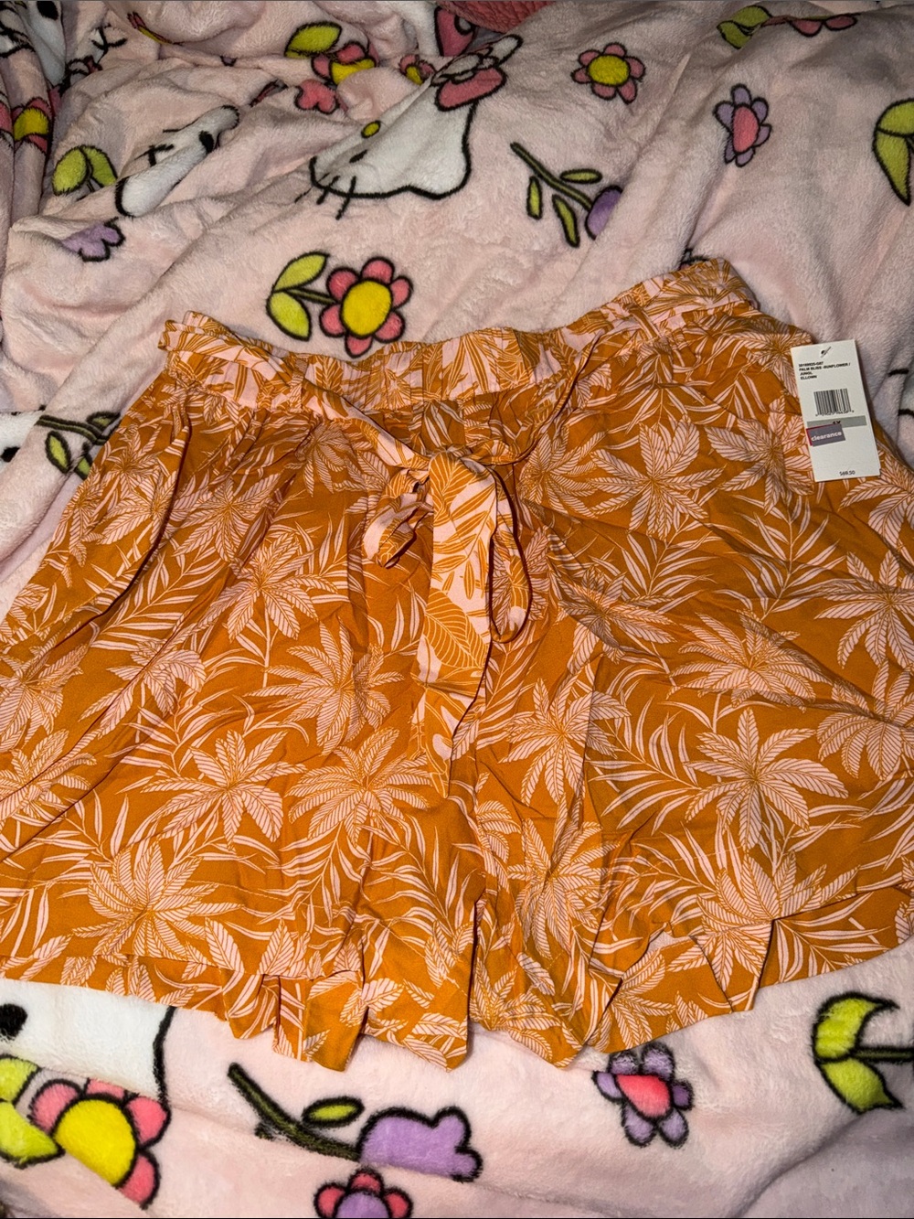 Jessica Simpson Orange Tropical Tie-Waist Bermuda Shorts